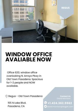$950 Window Office with a View | Regus Old Town Pasadena (Pasadena)