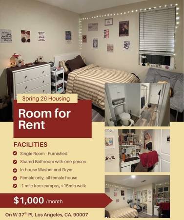$900 USC Sublease Spring 2026 (Los Angeles)