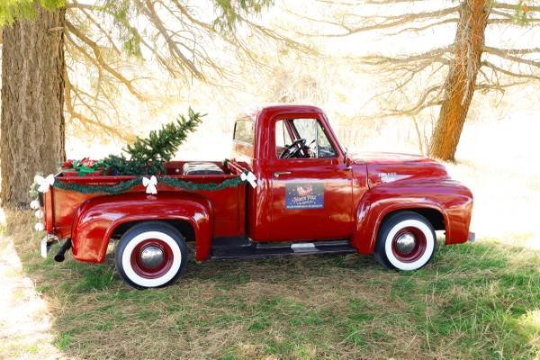 Classic Red Christmas Truck for Photo Opportunities in Lancaster