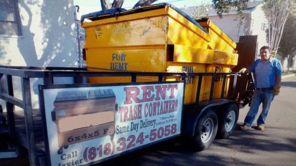 Yellow Trash Bin Dumpster for Rent (Encino)