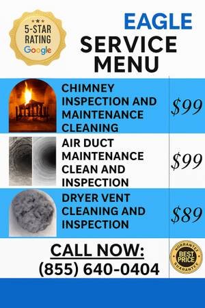 Chimney, Air Duct, and Dryer Vent Cleaning – Call (855) 640-0404 (Los Angeles)