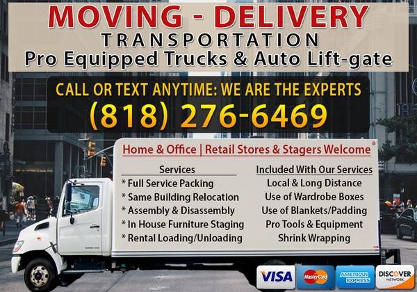 Small or Large Jobs by Fully Equipped Movers &amp; Delivery Experts - Reliable! (Local &amp; Long Distance - Insured, Flat &amp; Hourly Reasonable Rates)