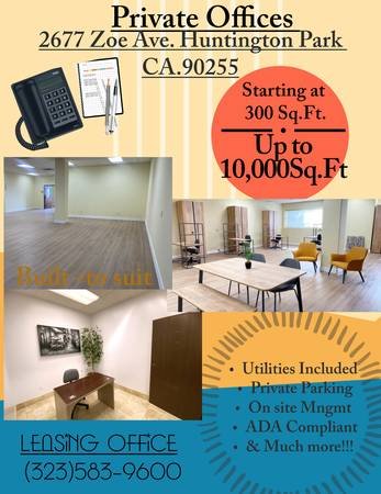 Desirable Location! Private Offices Available! (Huntington Park)