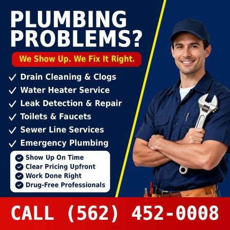 Plumber – Same Day Plumbing Repairs and Service Available Now (562-452-0008 - Fixed Right - Fixed Today)