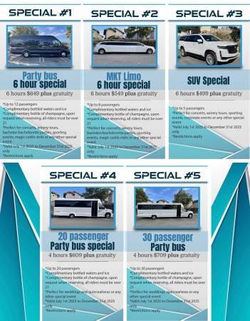 Limousine Limo Party Bus Rental 15 Years in Business SPECIAL (Service Large Area)