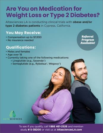 Patients Receiving Treatment for Weight Loss or Type 2 Diabetes Needed (Cypress)