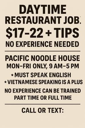 Daytime Restaurant Job! $17–$22 + Tips, No Experience Needed (Compton)