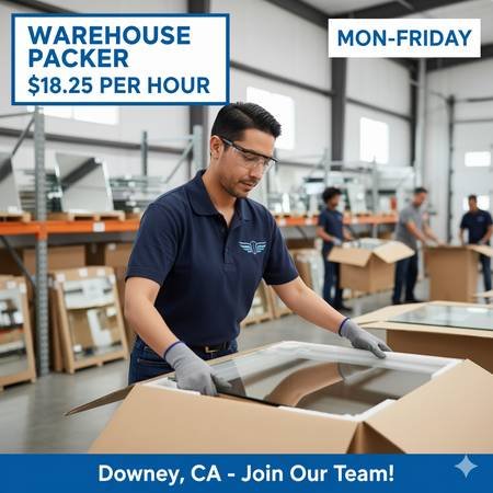 Full-Time Warehouse Packer in Downey at $18.25 Per Hour (Downey)