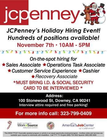 JC Penney Holiday Hiring Event (Downey)