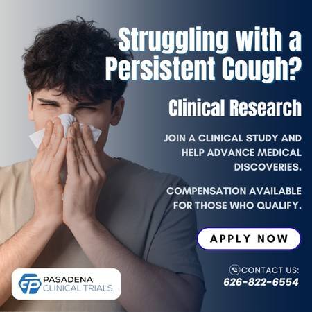 Earn up to $100 per Visit by Joining a Study for Chronic Cough in Pasadena